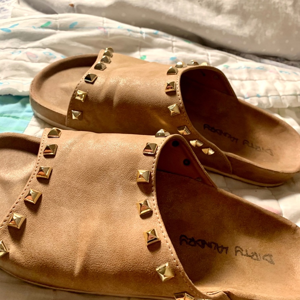 Edgey boho leather studded slip ons!